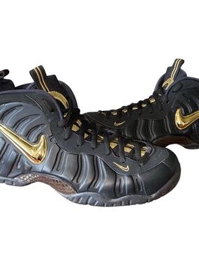 Nike Air Foamposite Pro Black Metallic Gold 624041-009 2018 Men's Size 12